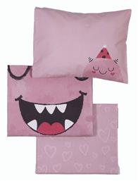 Nef-Nef Homeware Monstermania Girl Σετ Βρεφικά Σεντόνια Κούνιας Βαμβακερά Ροζ 120x170εκ. 3τμχ