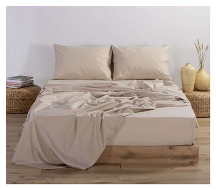 Nef-Nef Homeware Σεντόνι Διπλό με Λάστιχο 140x200+30εκ. Basic 730 Beige