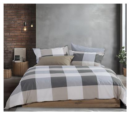 Nef-Nef Homeware Σετ Διπλό 4τμχ 200x270εκ. Casual Check Γκρι