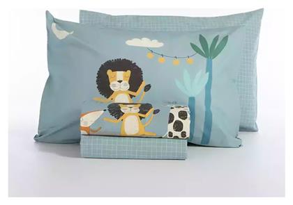 Nef-Nef Homeware Σετ Σεντόνια Μονά Βαμβακερά Wild Dance Μπλε 170x260cm 3τμχ