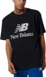 New Balance Αθλητικό Ανδρικό T-shirt Μαύρο με Λογότυπο από το Plus4u