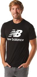 New Balance Essentials Stacked Logo Ανδρικό T-shirt Μαύρο με Λογότυπο από το Cosmos Sport