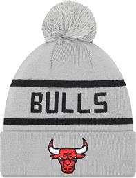 New Era Cuff Knit Chicago Bulls Ανδρικός Pom Pom Beanie Σκούφος σε Γκρι χρώμα