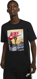 Nike Ανδρικό T-shirt Μαύρο με Στάμπα από το Cosmossport