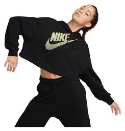 Nike Cropped Γυναικείο Φούτερ με Κουκούλα Μαύρο