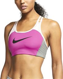 Nike Dri-Fit Swoosh Logo Γυναικείο Αθλητικό Μπουστάκι Ροζ με Επένδυση & Ελαφριά Ενίσχυση
