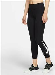 Nike Dri-Fit Swoosh Running Γυναικείο Cropped Κολάν Μαύρο