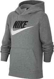 Nike Fleece Παιδικό Φούτερ με Κουκούλα και Τσέπες Γκρι Sportswear Club