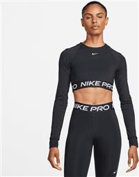 Nike Γυναικείο Αθλητικό Crop Top Μακρυμάνικο Dri-Fit Μαύρο