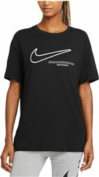 Nike Swoosh Αθλητικό Γυναικείο T-shirt Μαύρο με Στάμπα από το HallofBrands