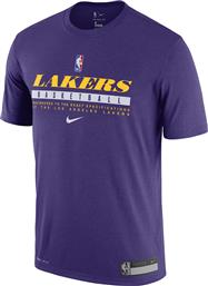 Nike NBA Los Angeles Lakers Αθλητικό Ανδρικό T-shirt Dri-Fit Court Purple με Στάμπα από το Cosmos Sport