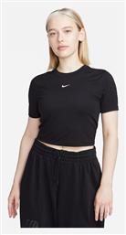 Nike Sportswear Essential Γυναικείο Αθλητικό Crop Top Κοντομάνικο Μαύρο Μαύρο