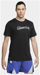 Nike Swoosh Training Αθλητικό Ανδρικό T-shirt Dri-Fit Μαύρο με Στάμπα