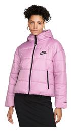 Nike Therma Fit Κοντό Γυναικείο Puffer Μπουφάν για Χειμώνα Ροζ