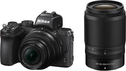 Nikon Mirrorless Φωτογραφική Μηχανή Z 50 Crop Frame Kit (Z DX 16-50mm F3.5-6.3 VR + Z DX 50-250mm F4.5-6.3 VR) Black