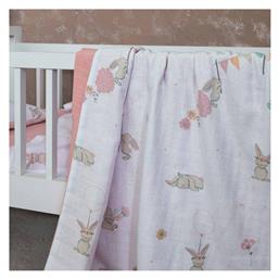 Nima Κουβέρτα Κούνιας Bunny Love Βαμβακερή Ροζ 100x140εκ.