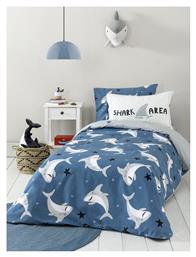 Nima Σετ Σεντόνια Μονά Βαμβακερά Shark Area Μπλέ, Γκρι 170x255cm 3τμχ