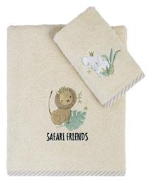 Nima Σετ Βρεφικές Πετσέτες 2τμχ Safari Friends Μπεζ Βάρους 400gr/m²