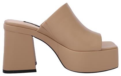 Nine West Danzi 3 Mules με Χοντρό Ψηλό Τακούνι Nude από το Z-mall