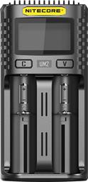 NiteCore UM2 USB Φορτιστής 2 Μπαταριών Ni-MH/Ni-Cd/Li-ion Μεγέθους AA/AAA/D/18650