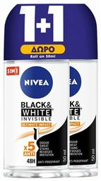 Nivea Black & White Invisible Ultimate Impact Anti-perspirant Αποσμητικό 48h σε Roll-On 2x50ml