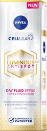 Nivea Cellular Luminous 630 Anti Spot Λεπτόρρευστη Κρέμα Προσώπου Ημέρας με SPF50 για Ενυδάτωση & Ατέλειες με Υαλουρονικό Οξύ 40ml από το Pharm24