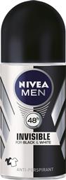 Nivea Men Invisible for Black & White Anti-perspirant Αποσμητικό 48h σε Roll-On 50ml από το Galerie De Beaute