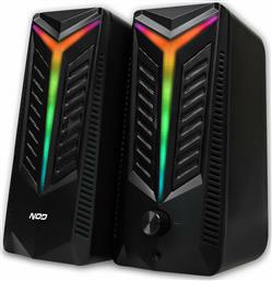 NOD Aurora 2.0 RGB Ηχεία Υπολογιστή 2.0 με RGB Φωτισμό και Ισχύ 16W σε Μαύρο Χρώμα από το Media Markt