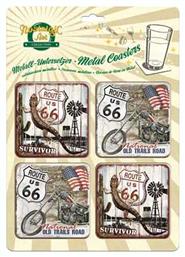 Nostalgic Art Route 66 Bike Σουβέρ Μεταλλικό Πολύχρωμο 9x9cm 4τμχ