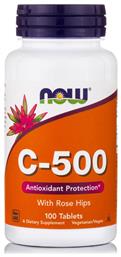 Now Foods C-500 with Rose Hips Βιταμίνη 500mg 100 ταμπλέτες