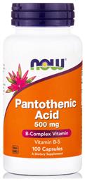 Now Foods Pantothenic Acid Βιταμίνη για Ενέργεια, τα Μαλλιά & τo Δέρμα 500mg 100 κάψουλες από το Pharm24