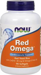 Now Foods Red Omega Red Yeast Rice with CoQ10 30mg & Omega 3 Fish Oil Ιχθυέλαιο 90 μαλακές κάψουλες από το Pharm24