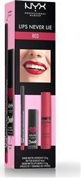 Nyx Professional Makeup Lips Never Lie Σετ Μακιγιάζ για τα Χείλη 3τμχ Red από το Attica The Department Store