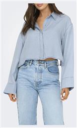 Only Μακρυμάνικο Γυναικείο Τζιν Πουκάμισο Light Blue Denim