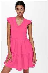 Only May Καλοκαιρινό Mini Φόρεμα με Βολάν Ροζ από το Modivo