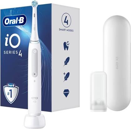 Oral-B iO Series 4 Ηλεκτρική Οδοντόβουρτσα με Χρονομετρητή, Αισθητήρα Πίεσης και Θήκη Ταξιδίου White από το e-Fresh