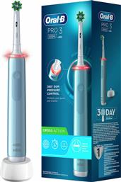 Oral-B Pro 3 3000 Ηλεκτρική Οδοντόβουρτσα με Χρονομετρητή και Αισθητήρα Πίεσης Blue & Cross Action