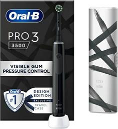 Oral-B Pro 3 3500 Design Edition Ηλεκτρική Οδοντόβουρτσα με Χρονομετρητή, Αισθητήρα Πίεσης και Θήκη Ταξιδίου Black από το e-shop