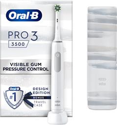 Oral-B Pro 3 3500 Ηλεκτρική Οδοντόβουρτσα με Αισθητήρα Πίεσης και Θήκη Ταξιδίου White Edition από το e-shop