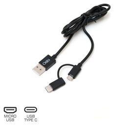 Osio Regular USB to Type-C / micro USB Cable Μαύρο 1m (OTU-495B)