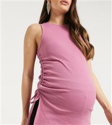 Outrageous Fortune Maternity exclusive ruched side detail longline top in dusty rose-Pink από το Asos