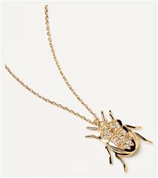 P D Paola Luck Beetle Amulet Κολιέ από Επιχρυσωμένο Ασήμι με Ζιργκόν