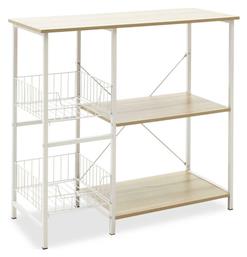 Pakketo Noon Ραφιέρα Κουζίνας Ξύλινη Λευκή 4 Θέσεων 80x34x75cm