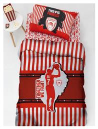 Palamaiki Σετ Σεντόνια Μονά Βαμβακερά Olympiacos Bc8 Λευκό 170x260cm 3τμχ από το Spitishop