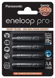 Panasonic Eneloop Pro Επαναφορτιζόμενες Μπαταρίες AA Ni-MH 2500mAh 1.2V 4τμχ