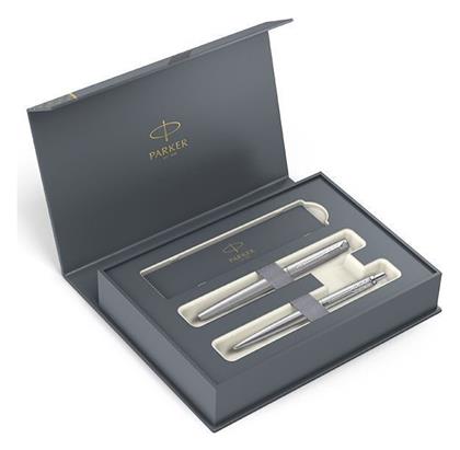 Parker Jotter Core Duo Σετ Στυλό Ballpoint Medium με Πένα Medium από Ατσάλι Ασημί σε Θήκη CT