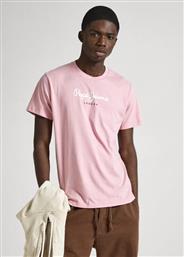 Pepe Jeans Ανδρικό T-shirt Κοντομάνικο Ροζ από το Plus4u