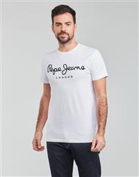 Pepe Jeans Ανδρικό T-shirt Λευκό με Λογότυπο από το Spartoo