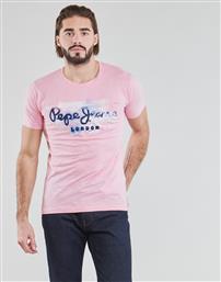 Pepe Jeans Golders Ανδρικό T-shirt Ροζ με Λογότυπο