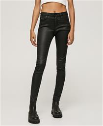 Pepe Jeans Regent Γυναικείο Ψηλόμεσο Δερμάτινο Παντελόνι σε Skinny Εφαρμογή Μαύρο